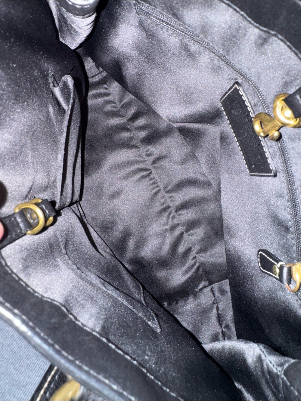 COACH Leather Hampton Embossed Black Shoulder Bag - Picture 7 of 9
